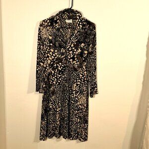 Vintage Chico's Travelers Dress Women's Size 8 Liquid Knit Animal Print Style